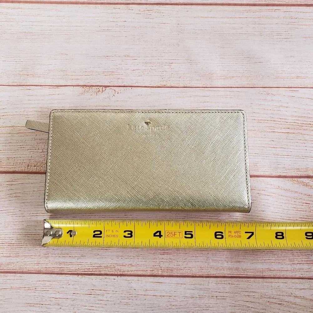 Kate Spade Saffiano Leather Metallic Wallet with Gift Box